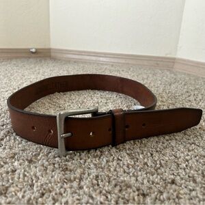 Business Men's Brown Leather Belt Formal Wedding Formal Size 30-32 Silver New S